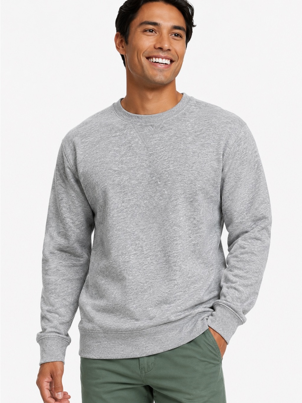 All In Motion Men’s Cotton Fleece Crewneck Sweatshirt Heathered Gray Size M